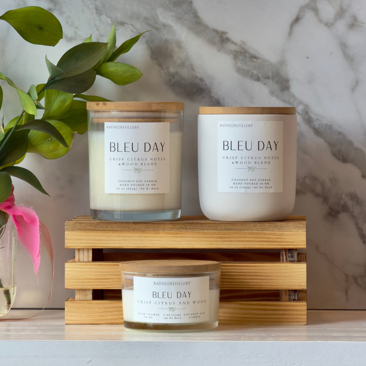 Bleu Day – Citrus Cedar Candle | Natural Handmade Coconut Soy Candle - handmade home fragrance gift
