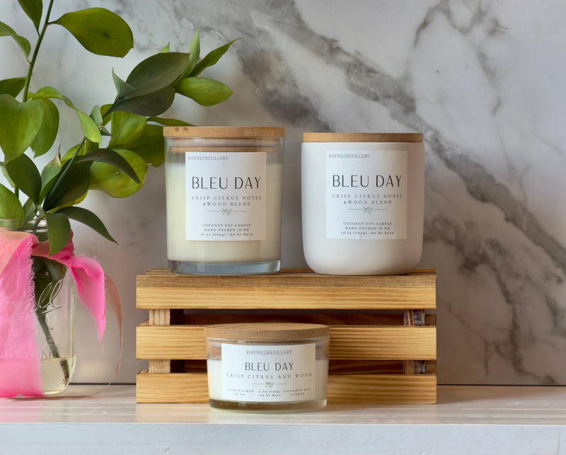 Bleu Day – Citrus Cedar Candle | Natural Handmade Coconut Soy Candle - handmade home fragrance gift