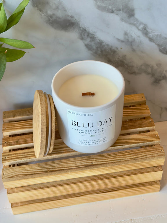 Bleu Day – Citrus Cedar Candle | Natural Handmade Coconut Soy Candle - handmade home fragrance gift