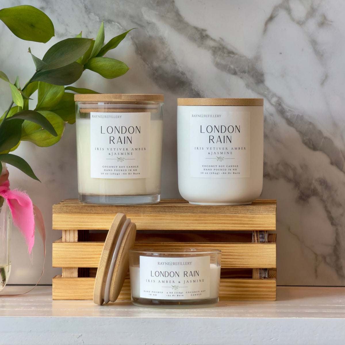 London Rain – Rain Inspired Candle Natural Clean Burning Coconut Soy Candle - handmade home fragrance gift