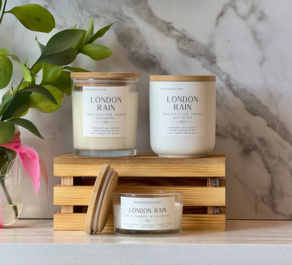 London Rain – Rain Inspired Candle Natural Clean Burning Coconut Soy Candle - handmade home fragrance gift
