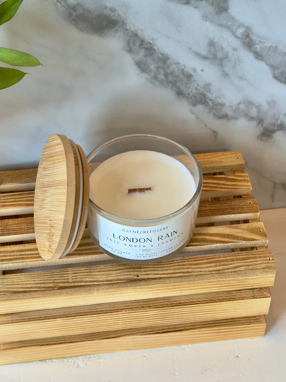 London Rain – Rain Inspired Candle Natural Clean Burning Coconut Soy Candle - handmade home fragrance gift