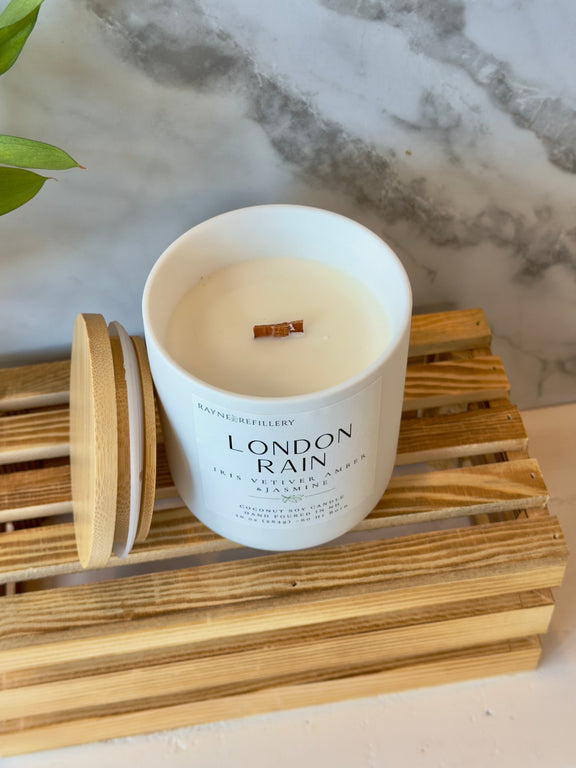 London Rain – Rain Inspired Candle Natural Clean Burning Coconut Soy Candle - handmade home fragrance gift