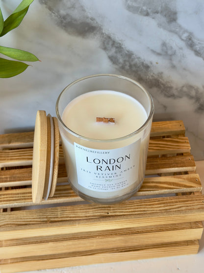 London Rain – Rain Inspired Candle Natural Clean Burning Coconut Soy Candle - handmade home fragrance gift
