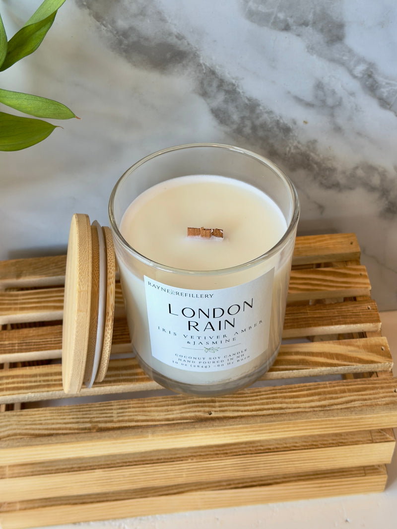 London Rain – Rain Inspired Candle Natural Clean Burning Coconut Soy Candle - handmade home fragrance gift