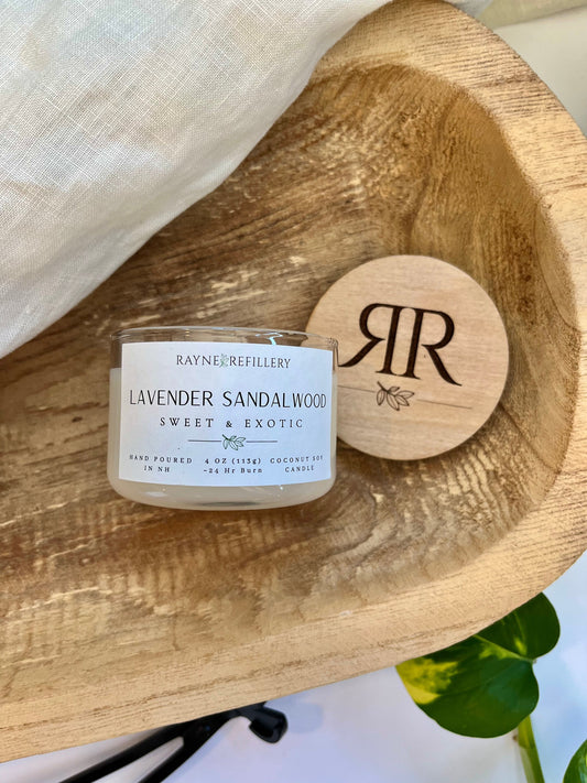 Lavender Sandalwood – Clean Burning Vegan Coconut Soy Candle