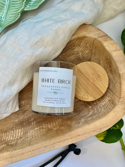 White Birch Pine Eucalyptus Candle – Eco-Friendly Vegan Coconut Soy Candle | New Hampshire - handmade home fragrance gift