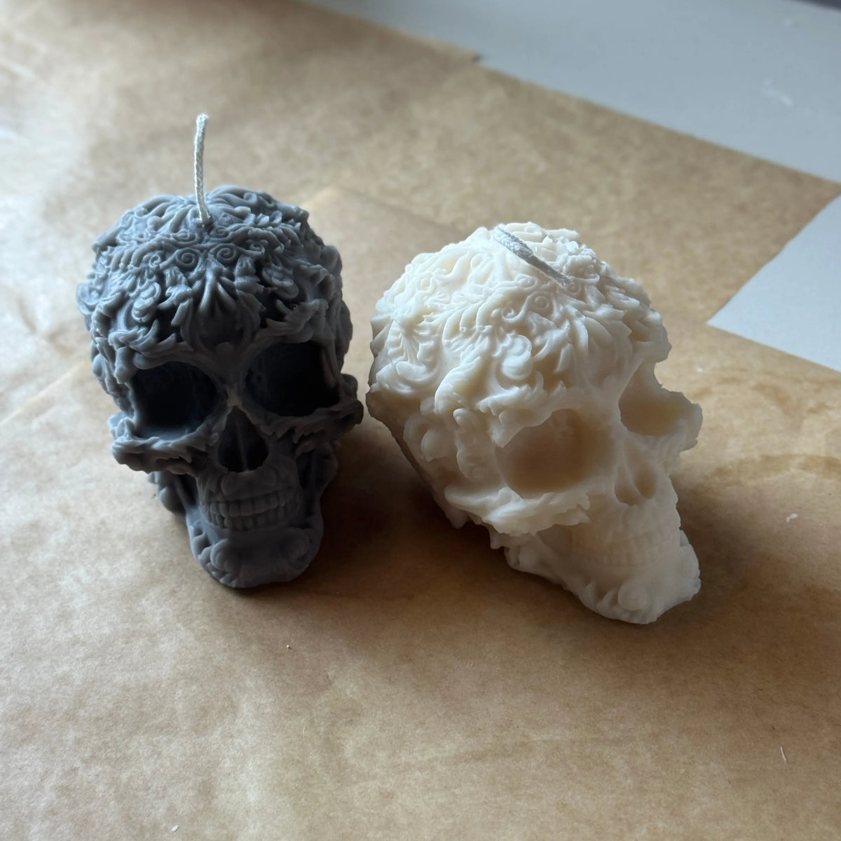 Floral Skull Candle | Gothic Soy Wax - handmade home fragrance gift