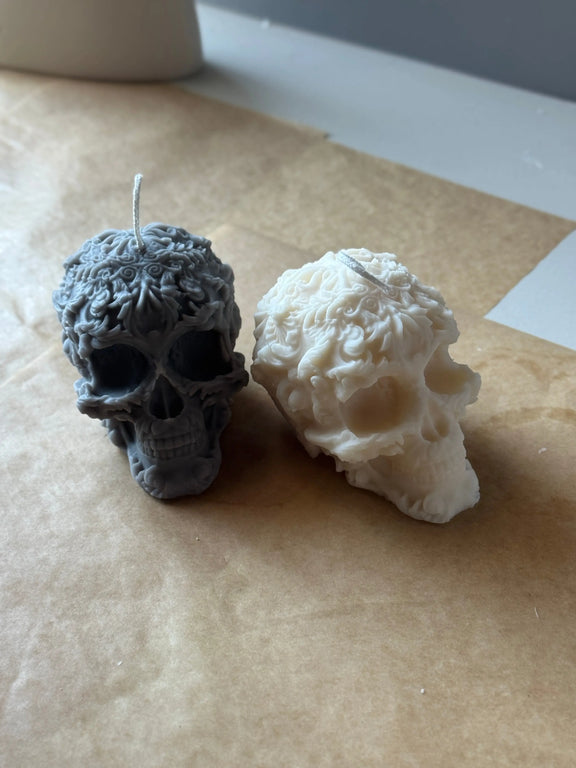Floral Skull Candle | Gothic Soy Wax - handmade home fragrance gift