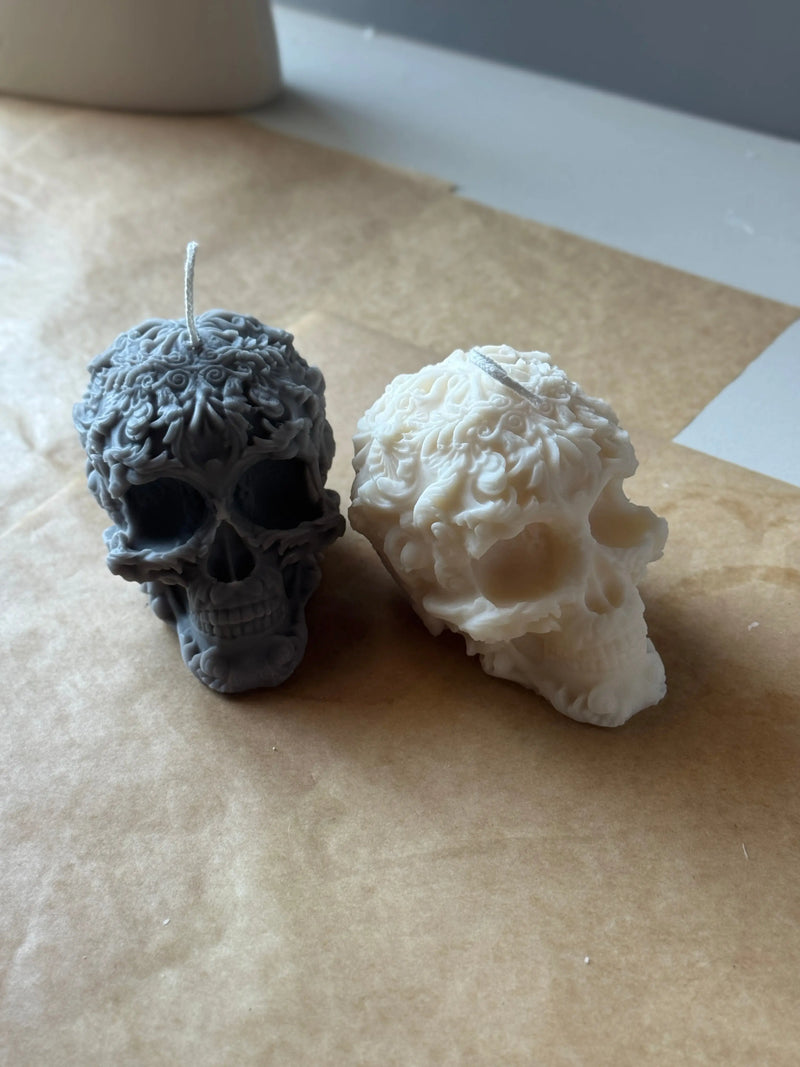 Floral Skull Candle | Gothic Soy Wax - handmade home fragrance gift