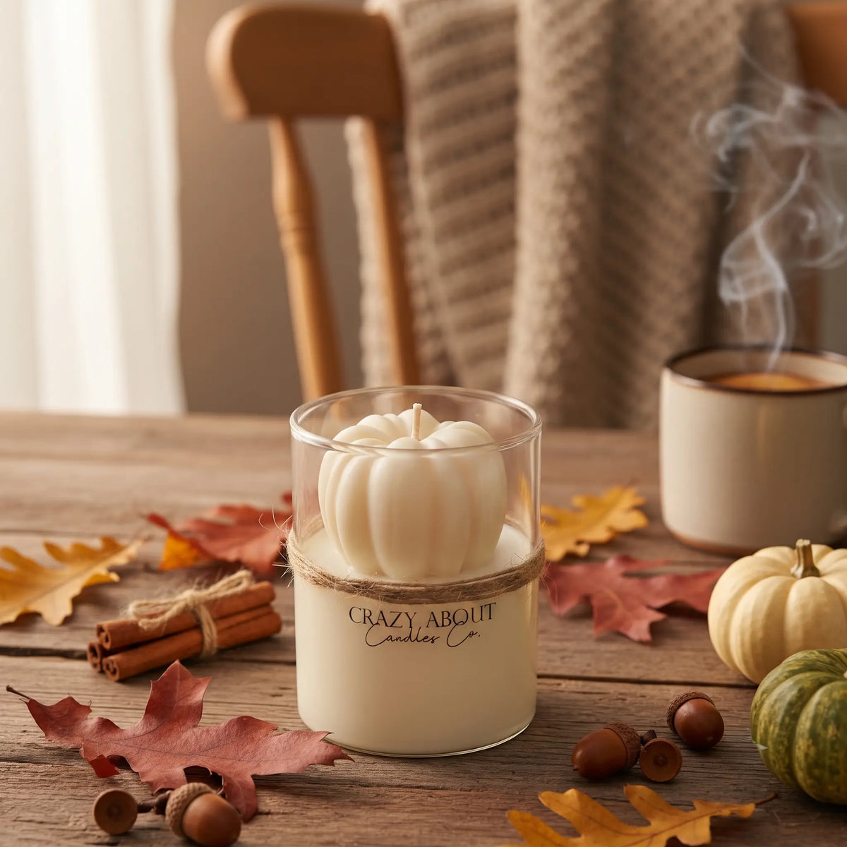 Pumpkin Candle in Glass Jar | Handcrafted Soy Wax - handmade home fragrance gift