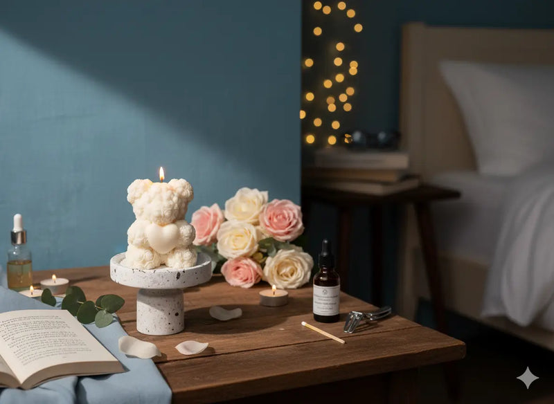 Rose Bear Candle | Sculptural Soy Wax Gift - handmade home fragrance gift