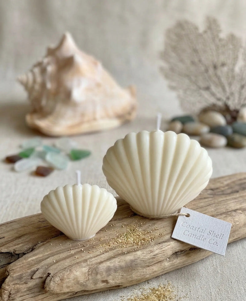 Shell Candle | Handmade Coastal Decor - handmade home fragrance gift
