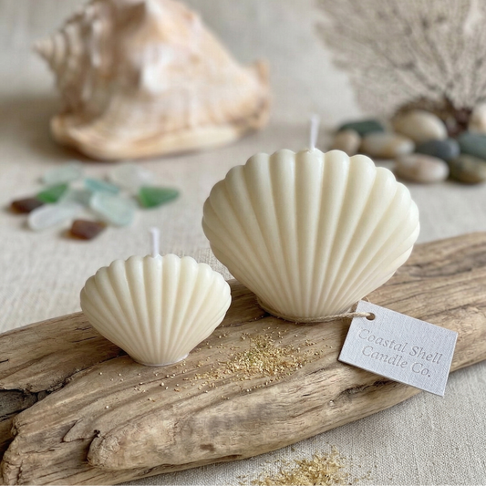 Shell Candle | Handmade Coastal Decor - handmade home fragrance gift