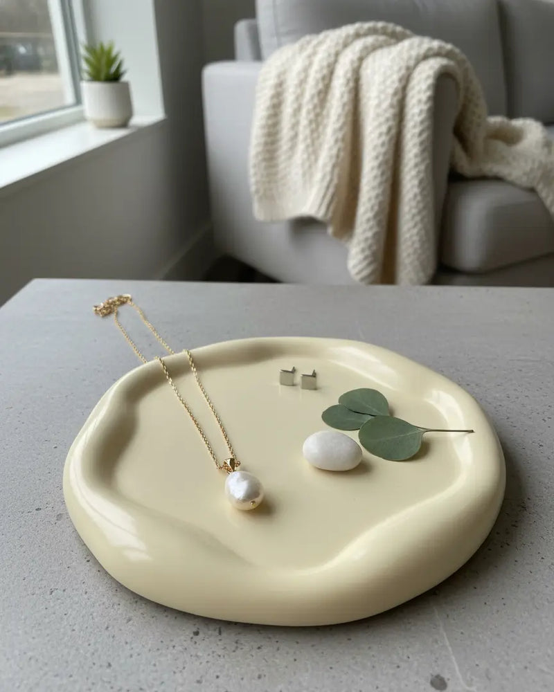 Jesmonite Jewelry Tray | Handcrafted Round Trinket Dish - Kind Gifts Co.