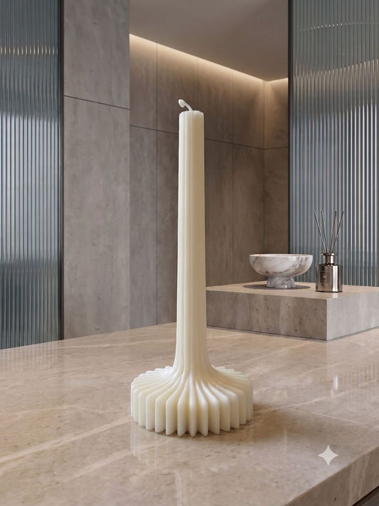 Lantern Pillar Candle | Sculptural Soy Wax - handmade home fragrance gift