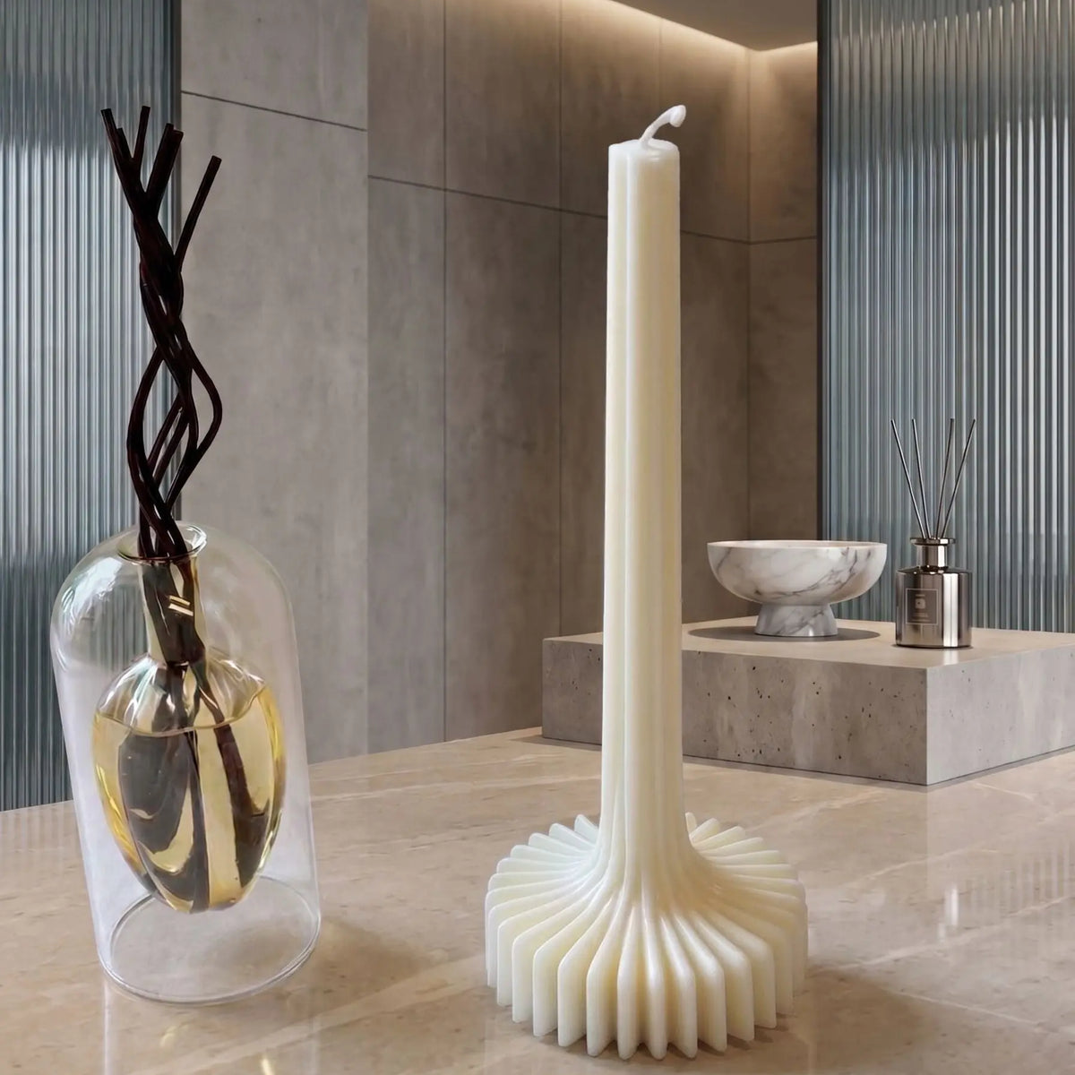 Lantern Pillar Candle | Sculptural Soy Wax
