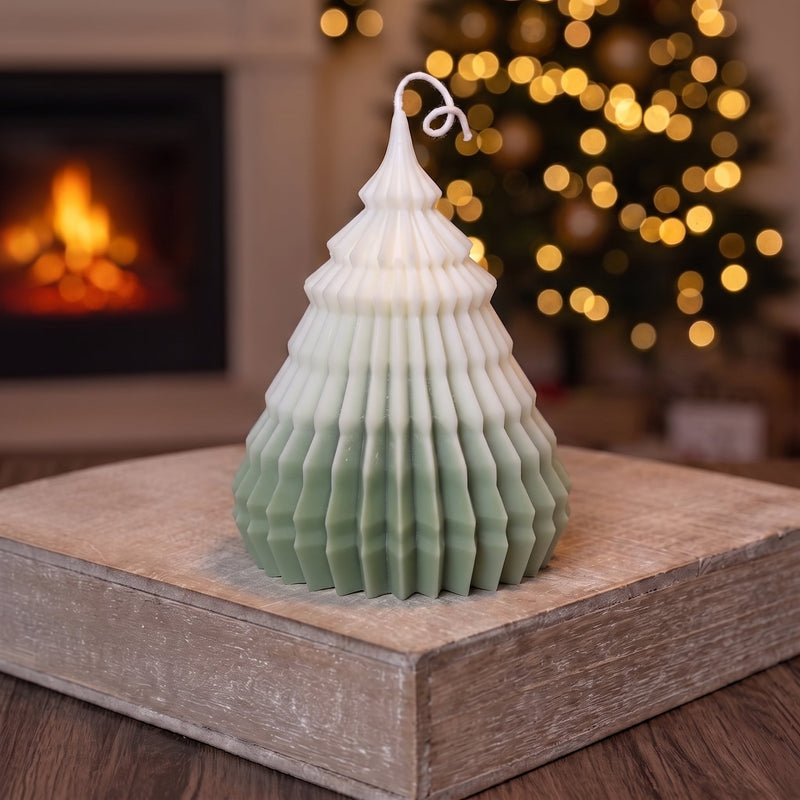 Origami Christmas Tree Candles for Festive Holiday Decor - handmade home fragrance gift