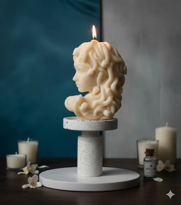 Large Medusa Candle | Sculptural Greek Mythology Art - handmade home fragrance gift