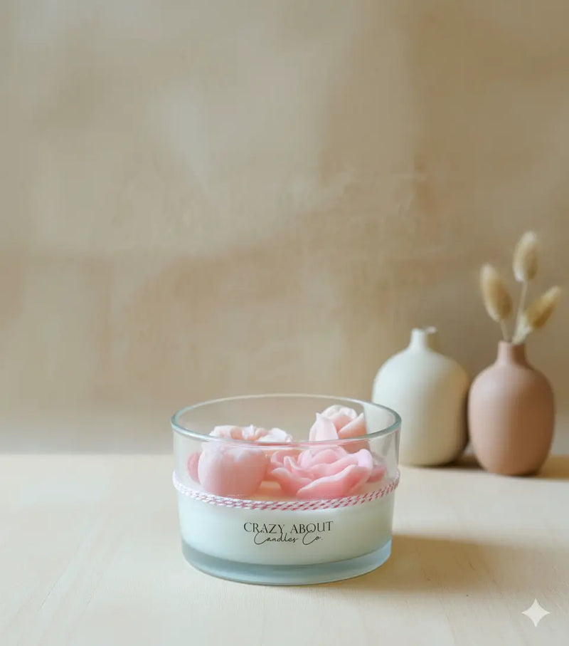 Large Rose Container Candle | Romance Captured - handmade home fragrance gift
