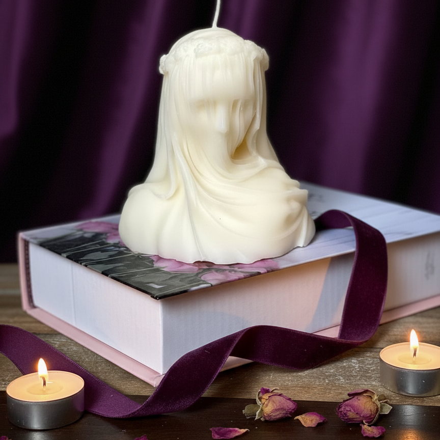 Large Veiled Lady Sculpture Candle - handmade home fragrance gift