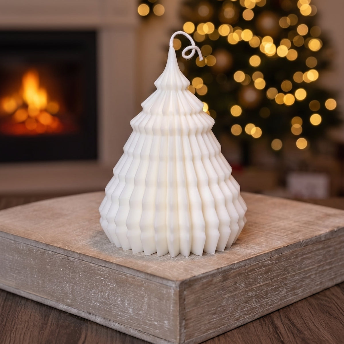 Origami Christmas Tree Candles for Festive Holiday Decor - handmade home fragrance gift