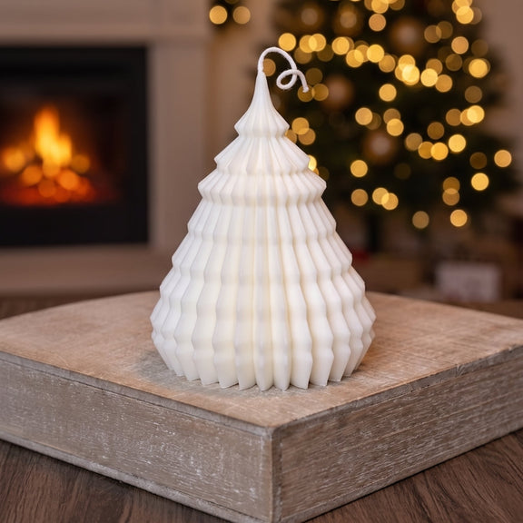 Origami Christmas Tree Candles for Festive Holiday Decor - handmade home fragrance gift