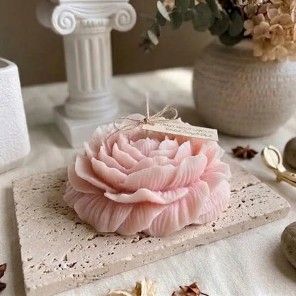 Large Peony Candle | Sculptural Soy Wax - handmade home fragrance gift