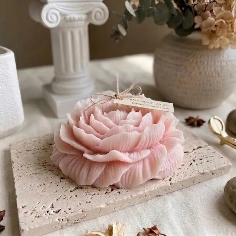 Large Peony Candle | Sculptural Soy Wax - handmade home fragrance gift