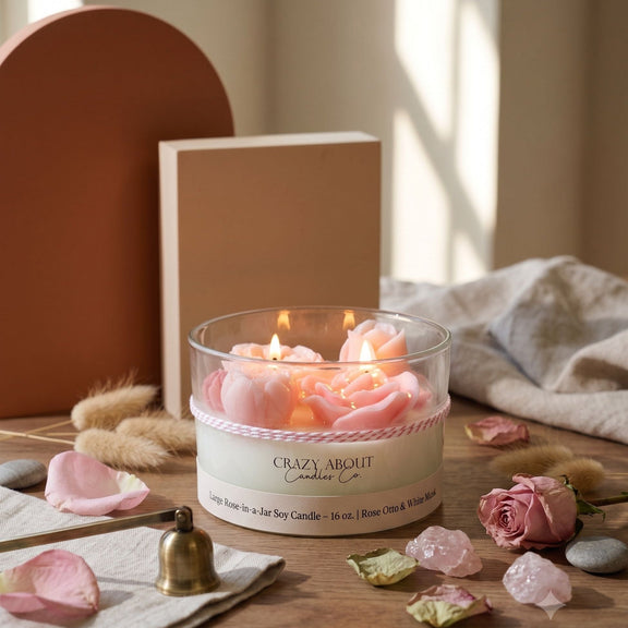 Large Rose Container Candle | Romance Captured - handmade home fragrance gift