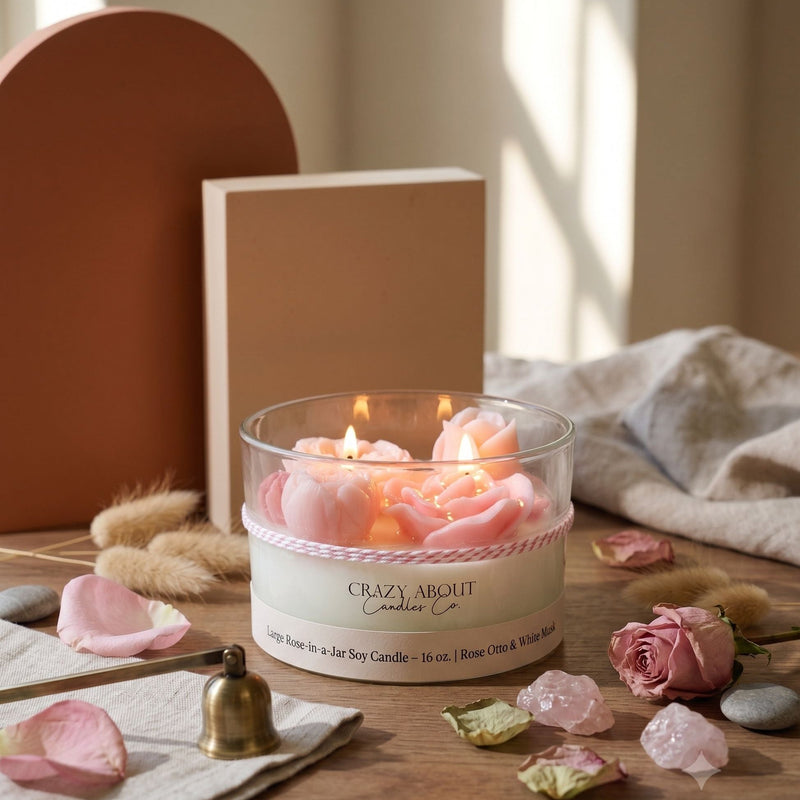 Large Rose Container Candle | Romance Captured - handmade home fragrance gift