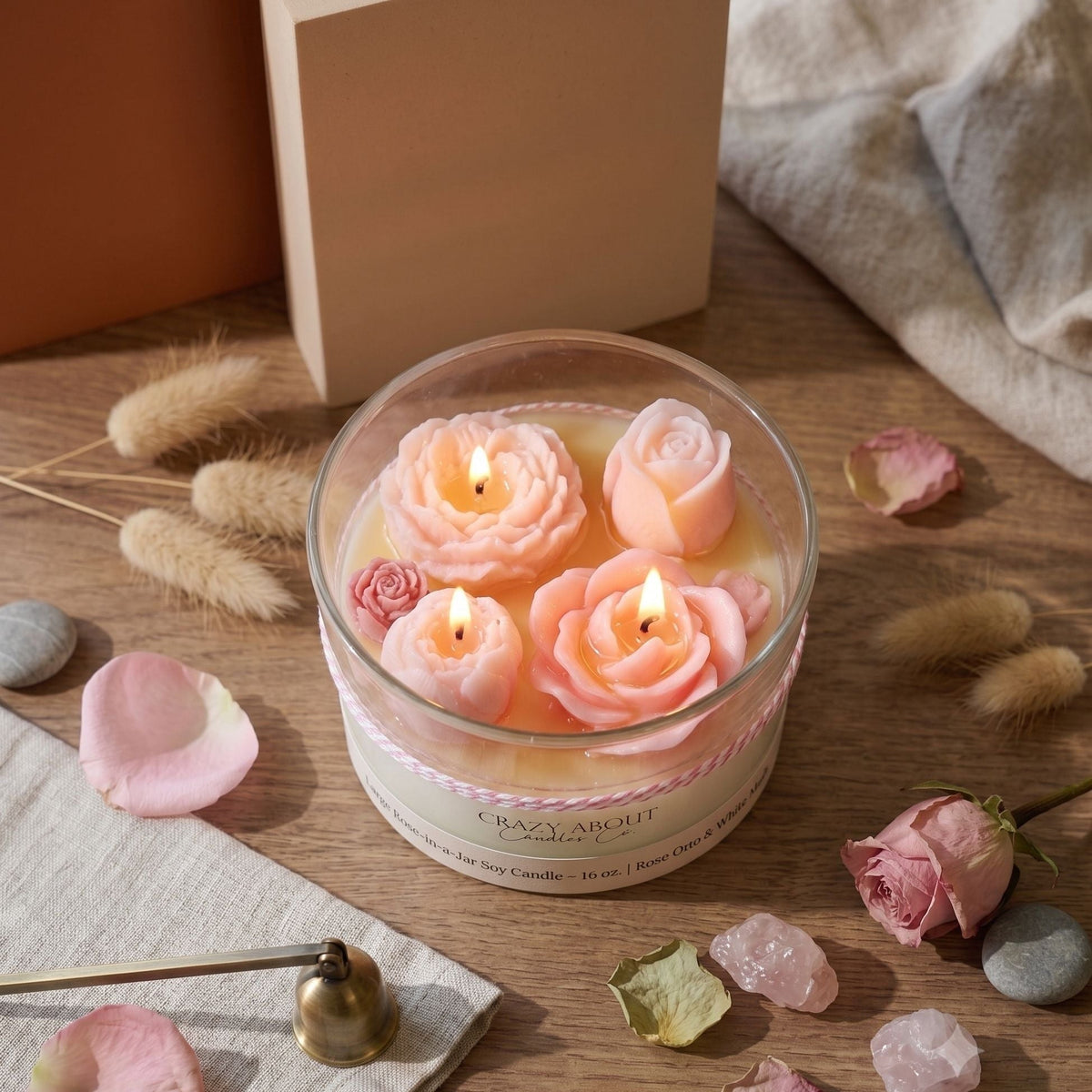Large Rose Container Candle | Romance Captured - handmade home fragrance gift