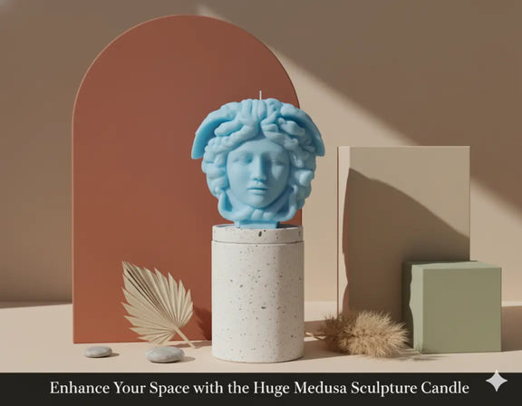 Medusa Sculpture Candle | Greek Mythology Art - handmade home fragrance gift