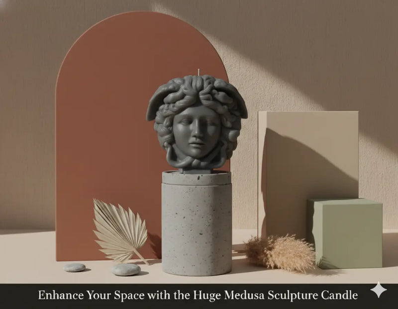 Medusa Sculpture Candle | Greek Mythology Art - handmade home fragrance gift