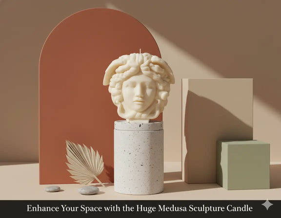 Medusa Sculpture Candle | Greek Mythology Art - handmade home fragrance gift
