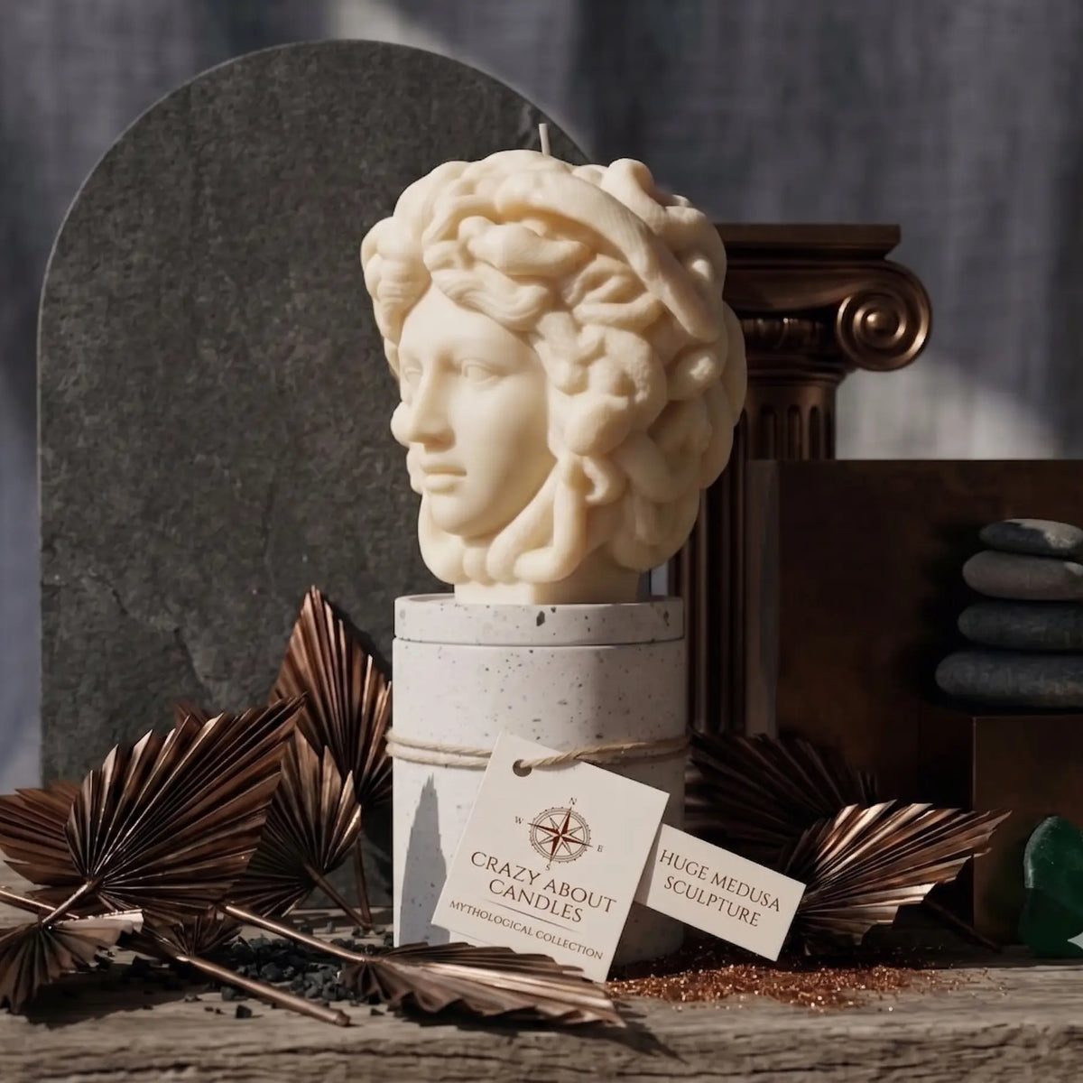 Medusa Sculpture Candle | Greek Mythology Art - handmade home fragrance gift