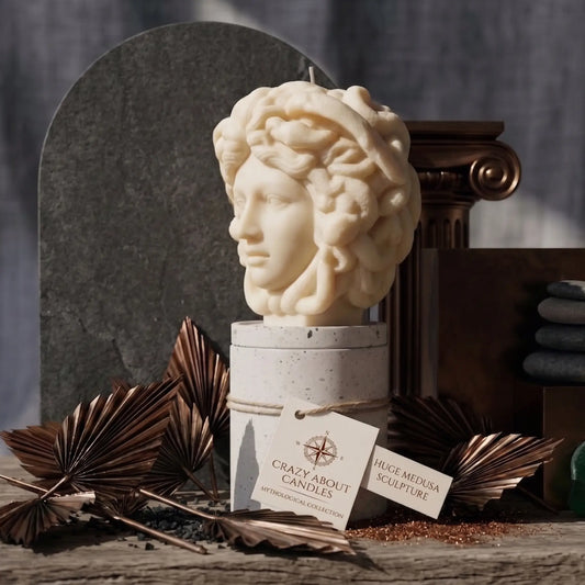 Medusa Sculpture Candle | Greek Mythology Art - handmade home fragrance gift