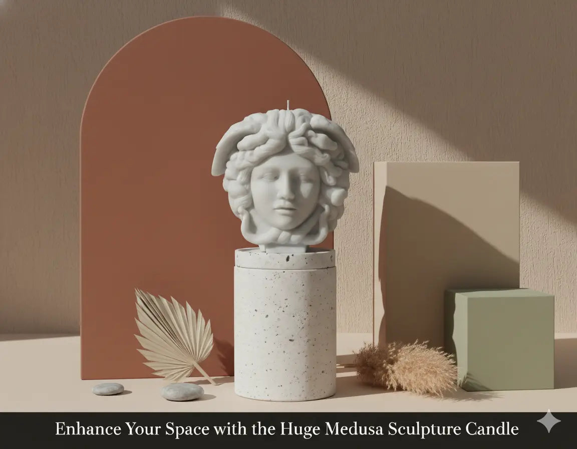 Medusa Sculpture Candle | Greek Mythology Art - handmade home fragrance gift
