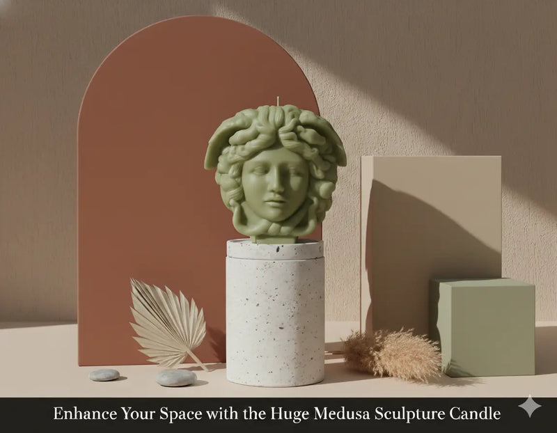Medusa Sculpture Candle | Greek Mythology Art - handmade home fragrance gift