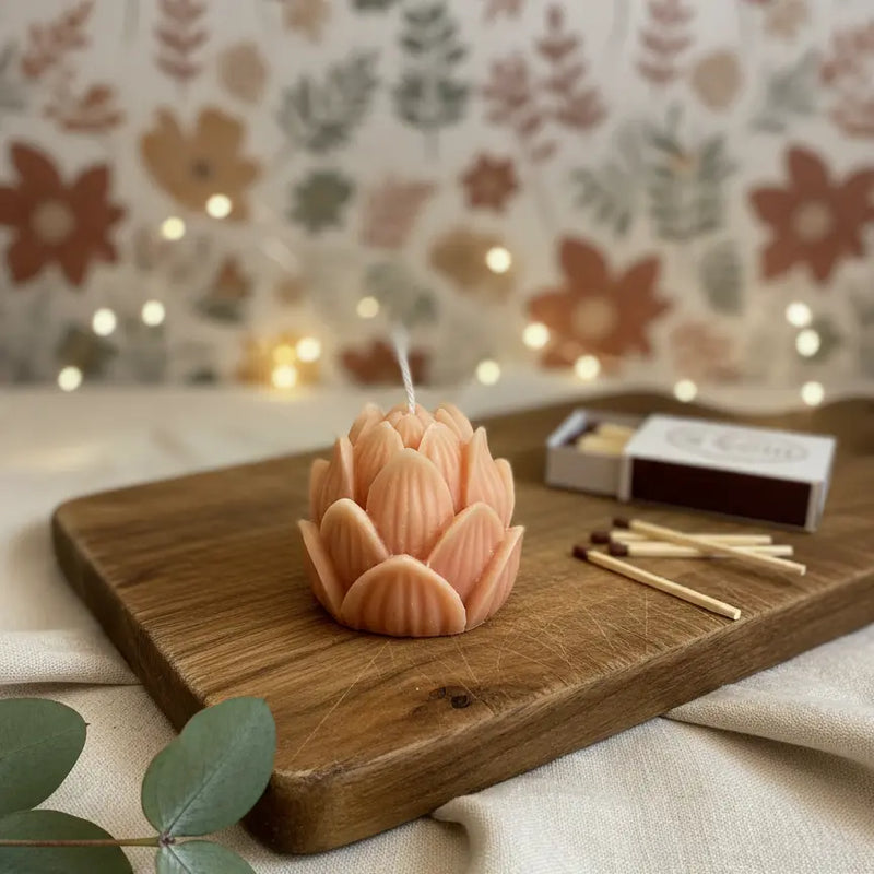 Minive vela de loto | Vela floral hecha a mano