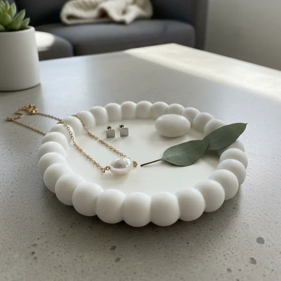 Small Jesmonite Trinket Dish | Handmade Bubble Dish - handmade home fragrance gift