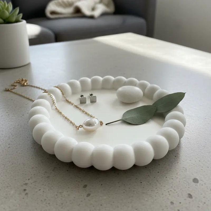 Small Jesmonite Trinket Dish | Handmade Bubble Dish - handmade home fragrance gift