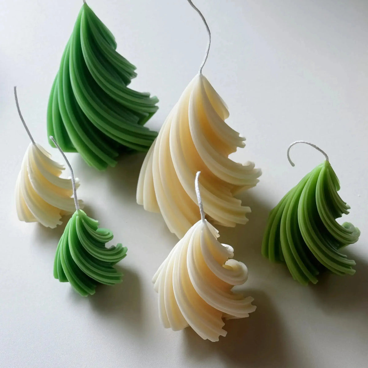 Swirling Christmas Tree Candles | Sculptural Holiday Décor - handmade home fragrance gift