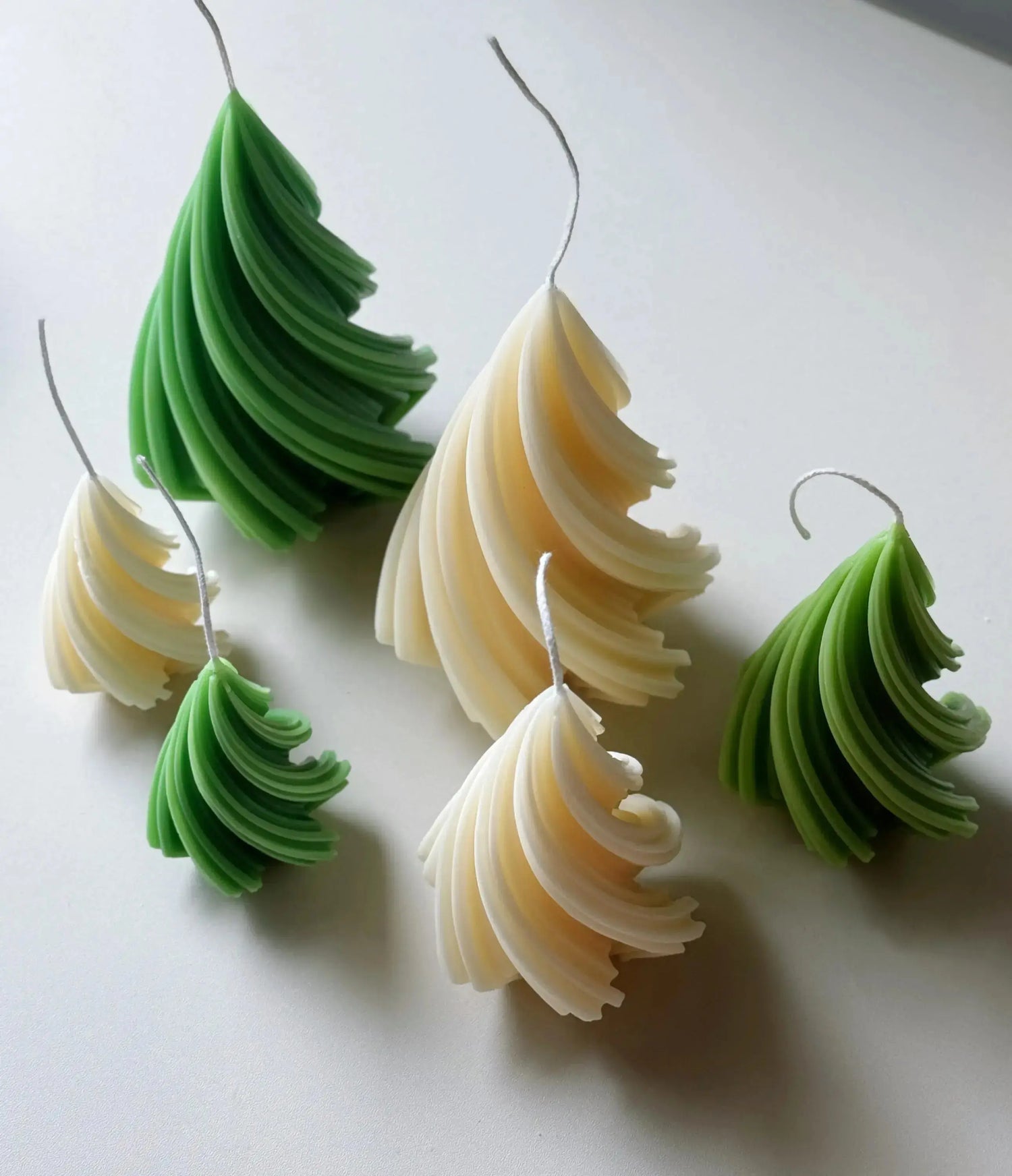 Swirling Christmas Tree Candles | Sculptural Holiday Décor - handmade home fragrance gift