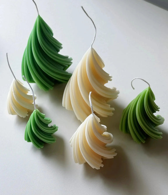 Swirling Christmas Tree Candles | Sculptural Holiday Décor - handmade home fragrance gift