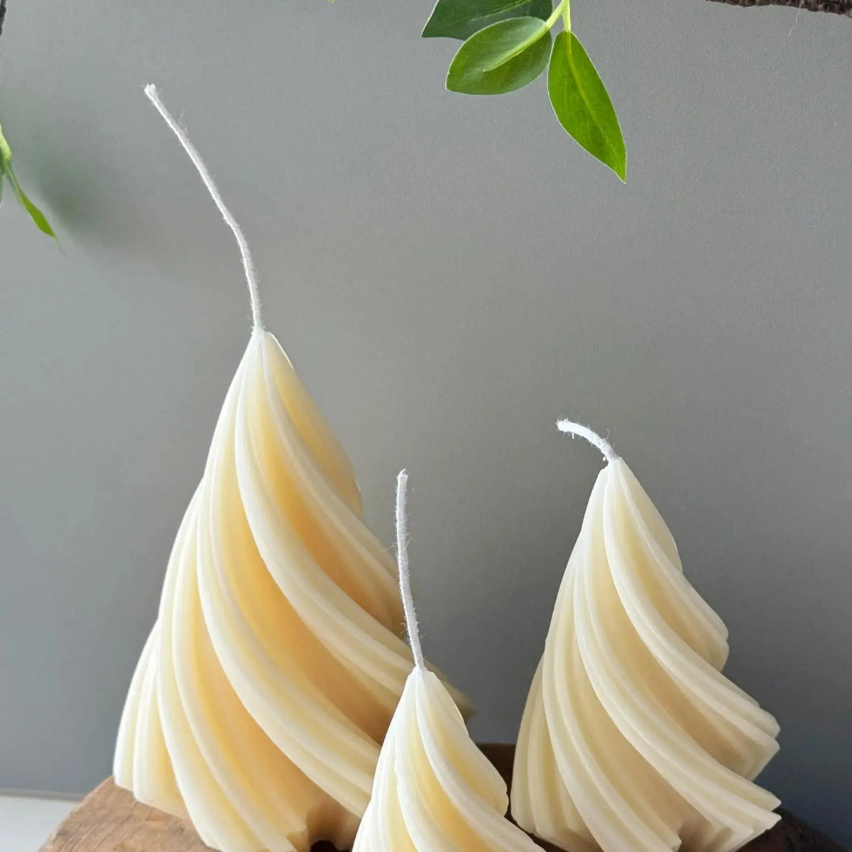 Swirling Christmas Tree Candles | Sculptural Holiday Décor - handmade home fragrance gift