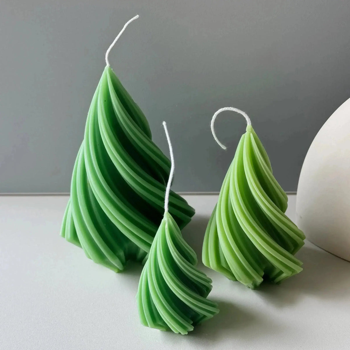 Swirling Christmas Tree Candles | Sculptural Holiday Décor - handmade home fragrance gift