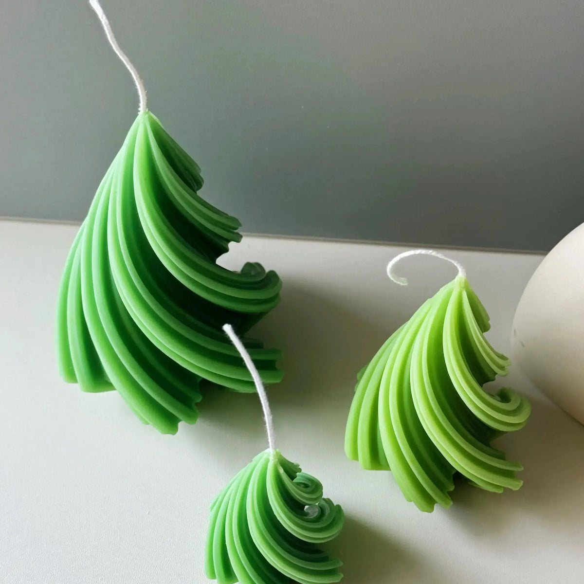 Swirling Christmas Tree Candles | Sculptural Holiday Décor - handmade home fragrance gift