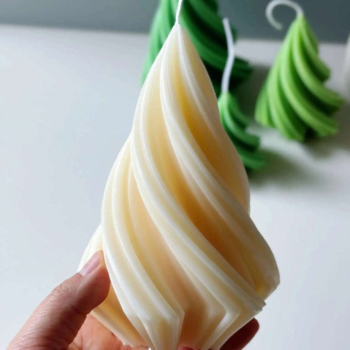 Swirling Christmas Tree Candles | Sculptural Holiday Décor - handmade home fragrance gift