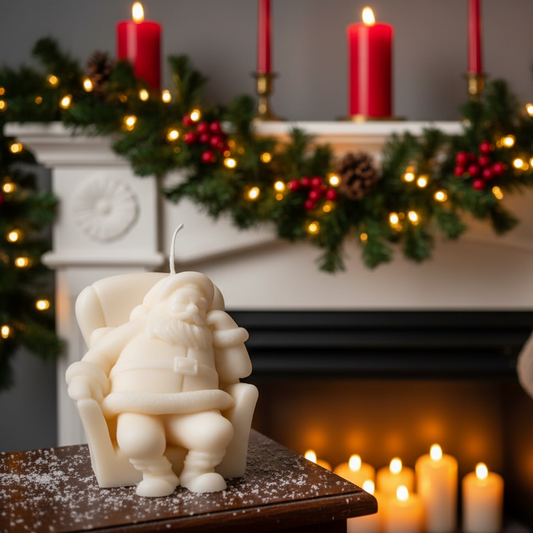 Napping Santa Candle | Sculptural Holiday Soy Wax - handmade home fragrance gift